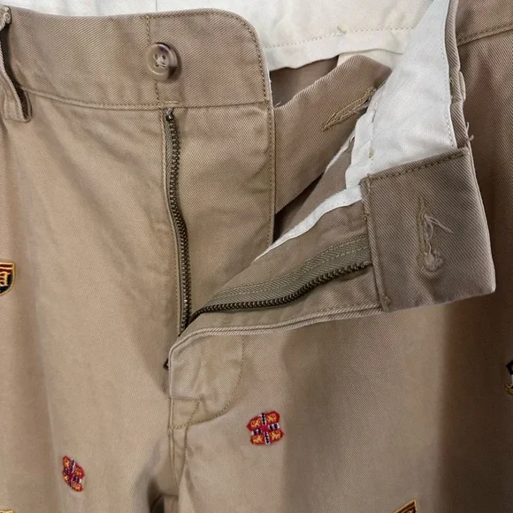 Polo Ralph Lauren Khaki Chinos Embroidered Crest Pants 36x32 Slim Fit - Picture 5 of 9